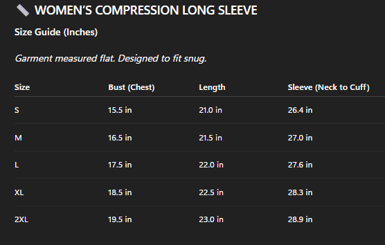 Size chart