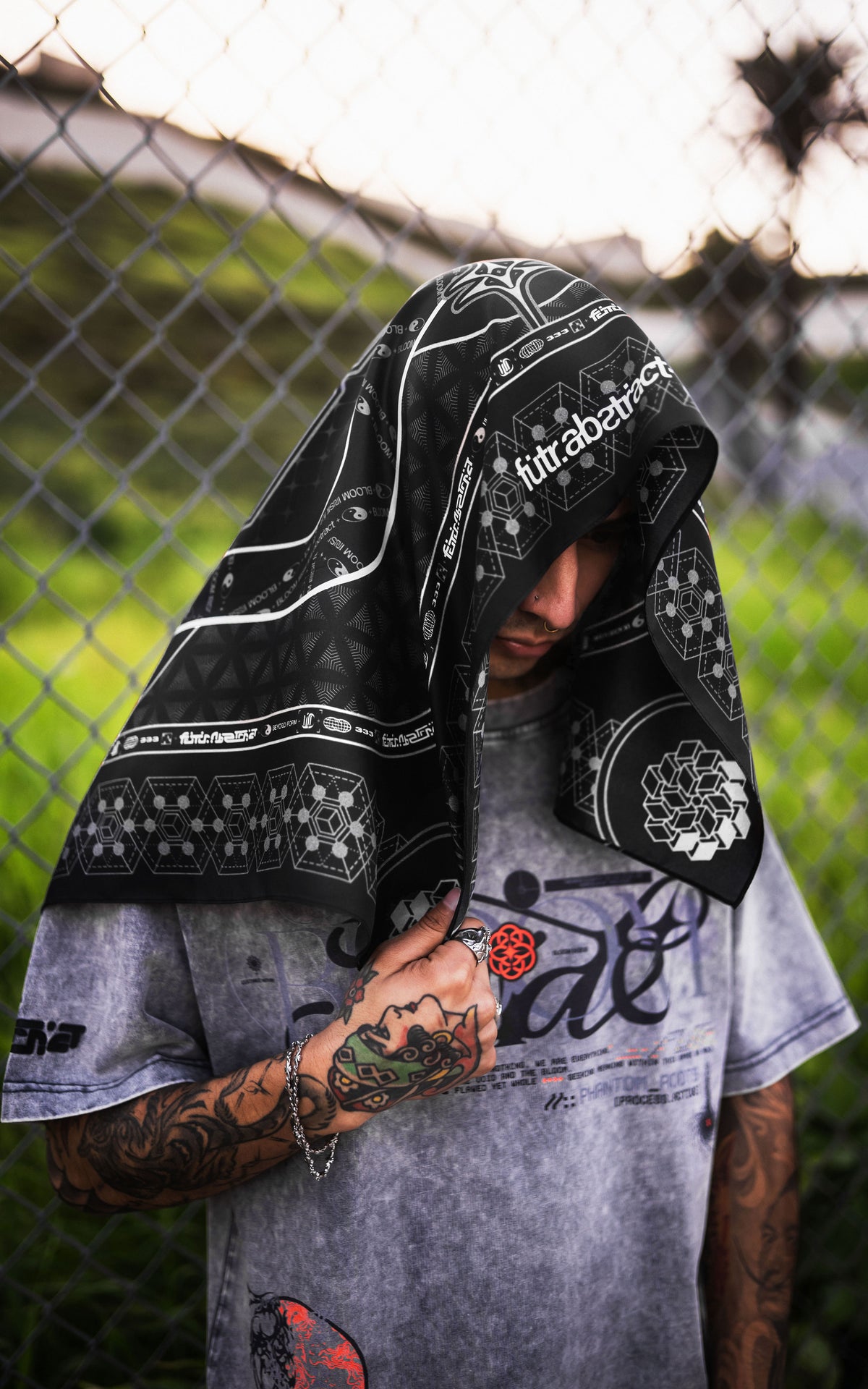 FUTR_01 BANDANA :: BLACK // 100% SILK