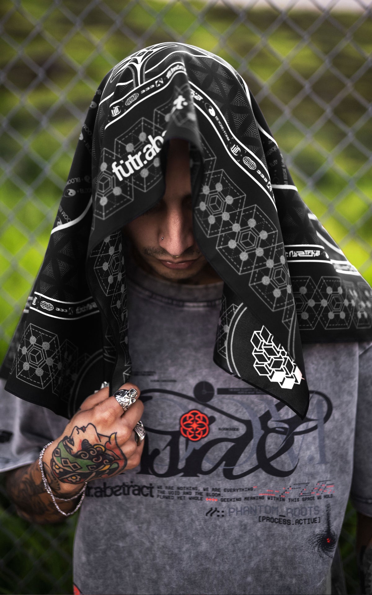 FUTR_01 BANDANA :: BLACK // 100% SILK