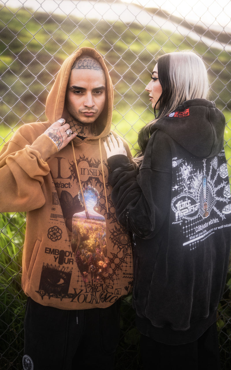 BLOOM_INSIDE [V1] :: STONEWASH HOODIE // 330gsm