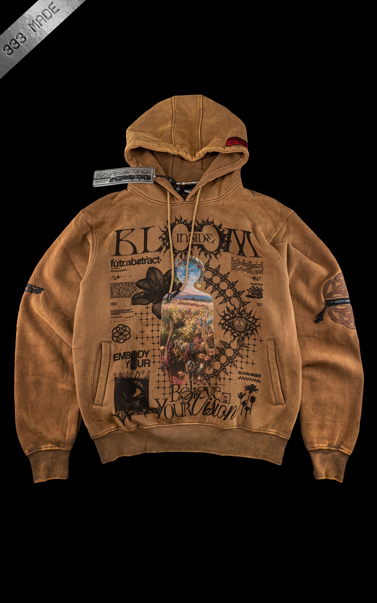 BLOOM_INSIDE [V1] :: STONEWASH HOODIE // 330gsm