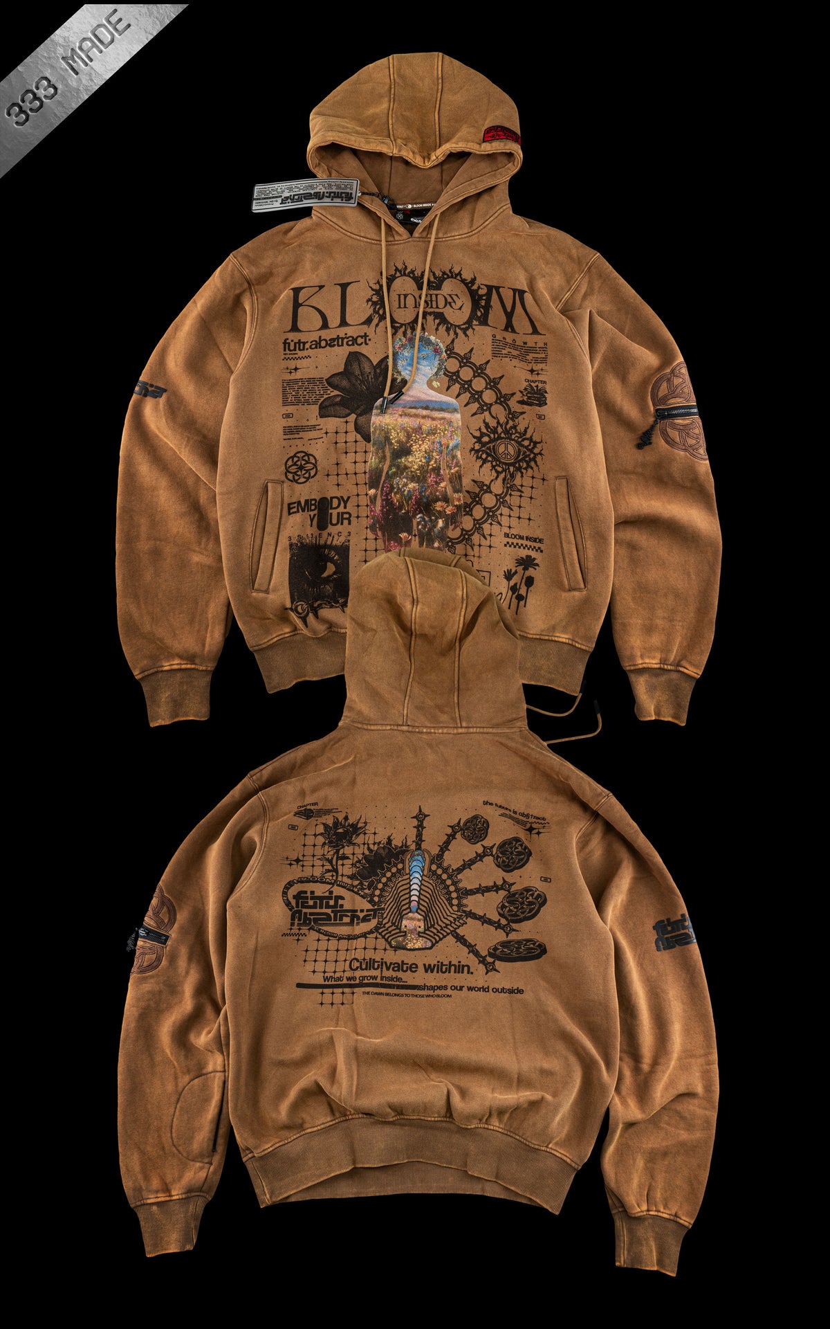 BLOOM_INSIDE [V1] :: STONEWASH HOODIE // 330gsm