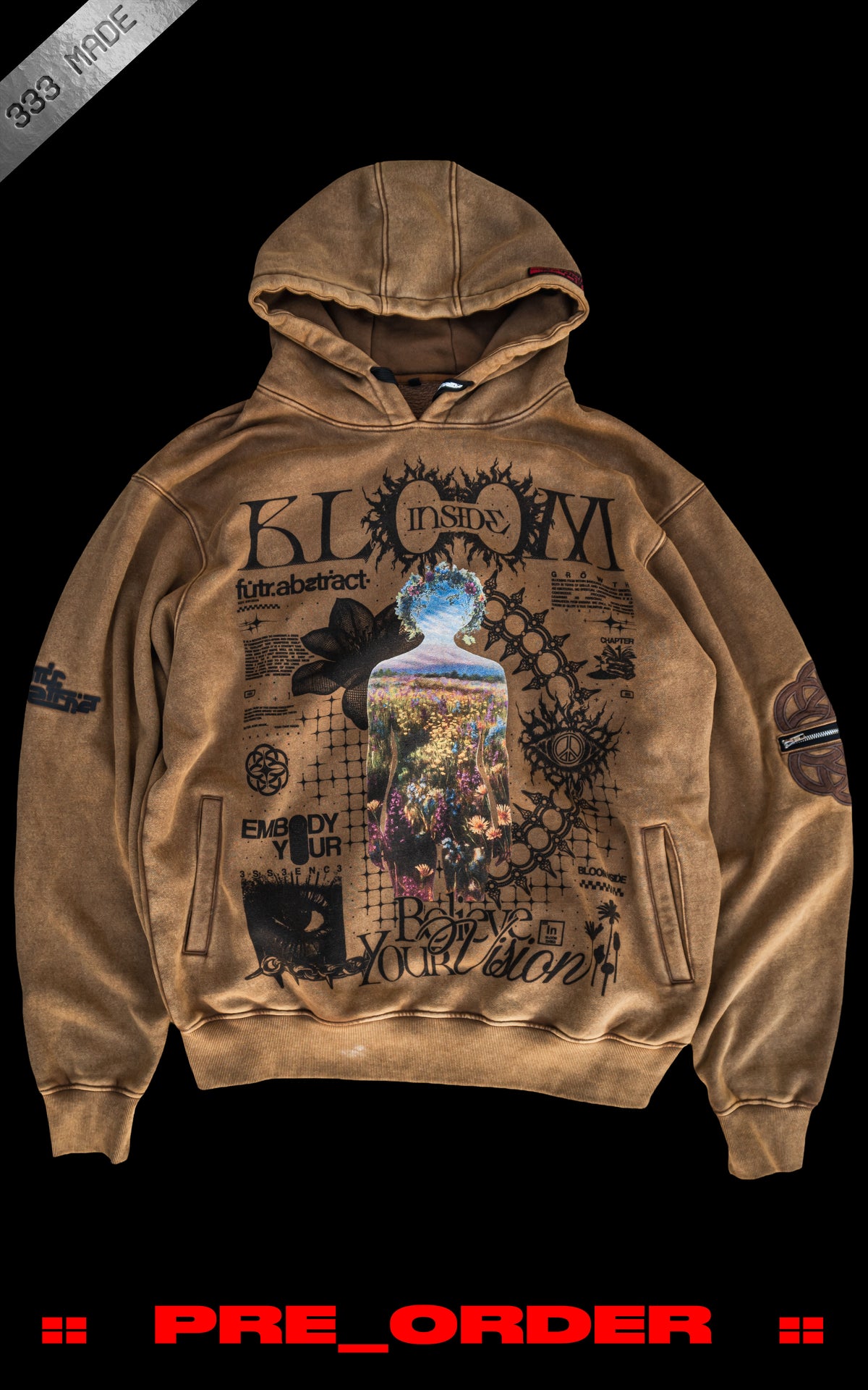 SHIPS 12.24 :: BLOOM_INSIDE [V1] :: STONEWASH HOODIE // 330gsm