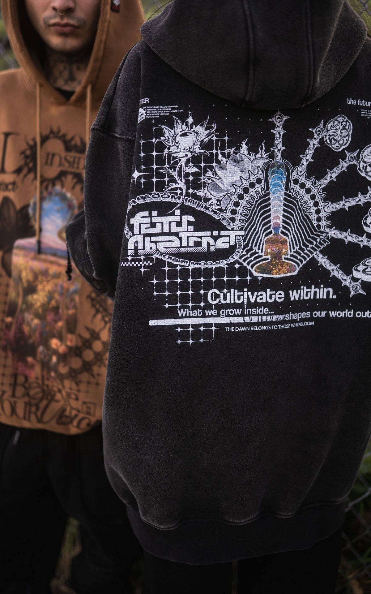 BLOOM_INSIDE [V2] :: ACIDWASH HOODIE // 330gsm