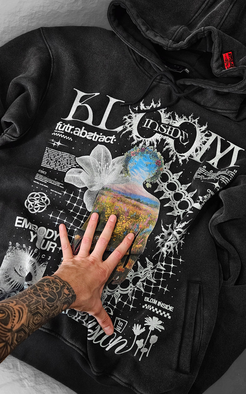 BLOOM_INSIDE [V2] :: ACIDWASH HOODIE // 330gsm - Gallery image 1