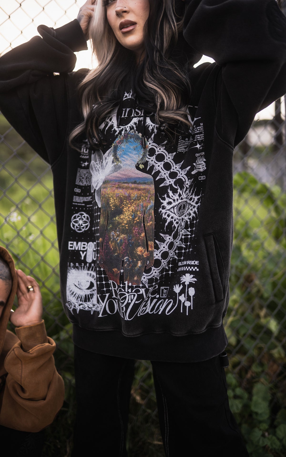 BLOOM_INSIDE [V2] :: ACIDWASH HOODIE // 330gsm
