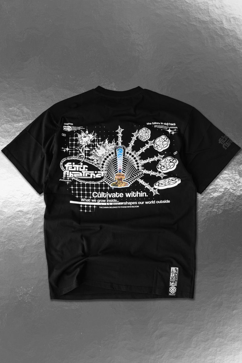 BLOOM_INSIDE [V2] :: BLK TEE // 260gsm - Gallery image 2