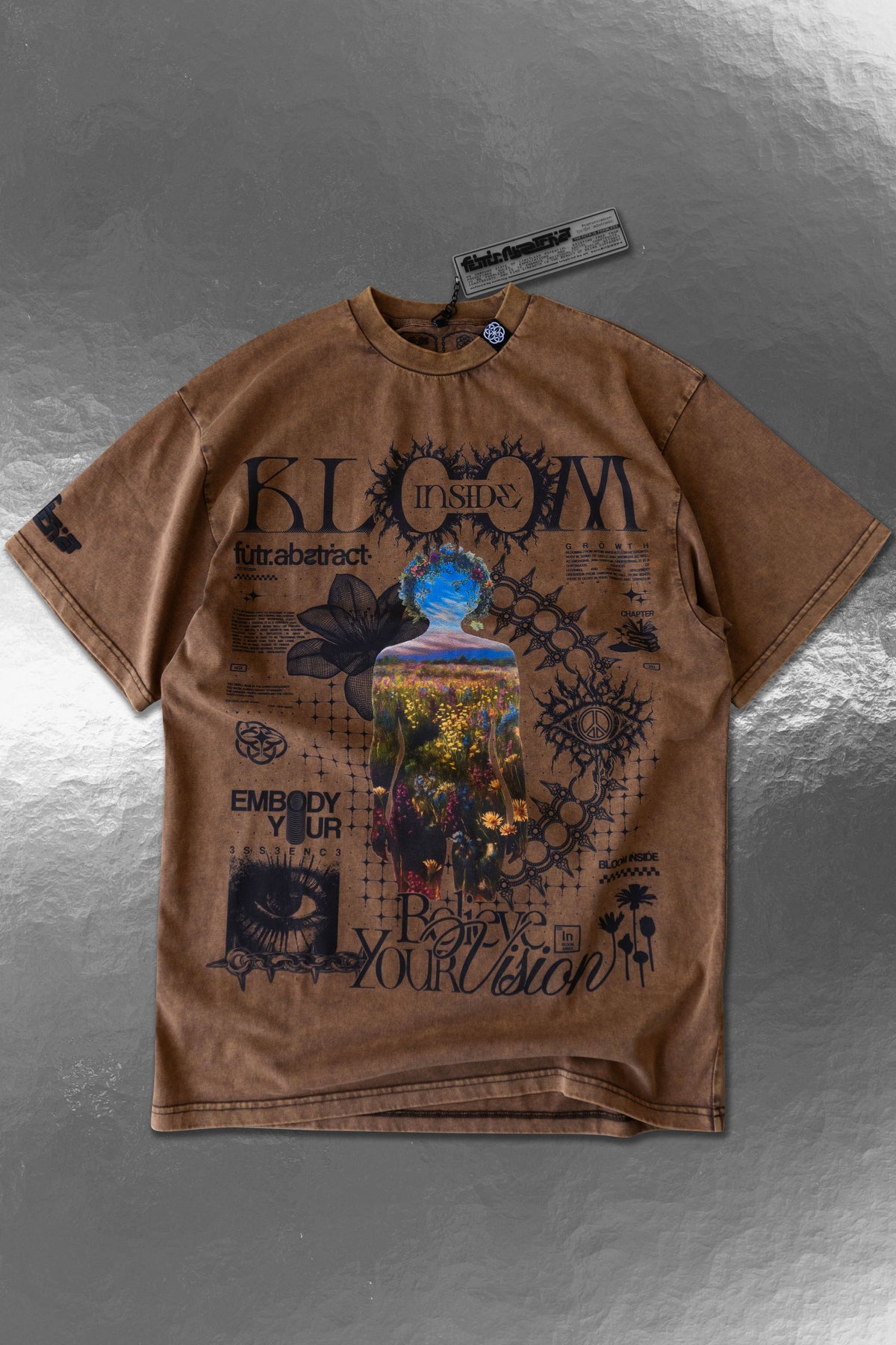BLOOM_INSIDE [V1] :: STONEWASH TEE // 260gsm - Gallery image 1