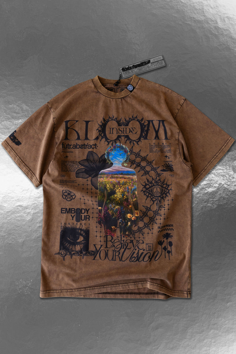BLOOM_INSIDE [V1] :: STONEWASH TEE // 260gsm - Gallery image 1