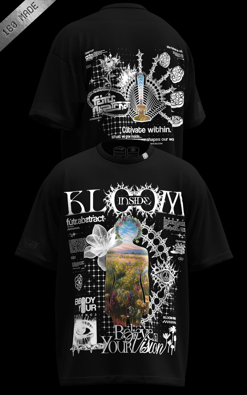 BLOOM_INSIDE [V2] :: BLK TEE // 260gsm