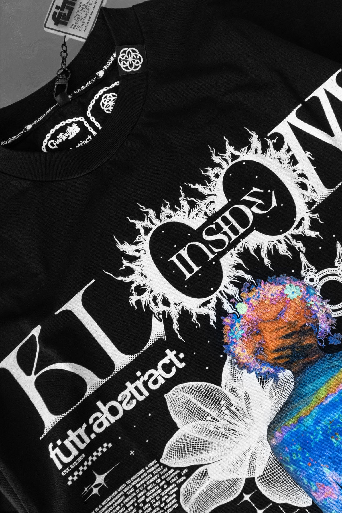 BLOOM_INSIDE [V3] :: BLK TEE // 260gsm - Gallery image 3
