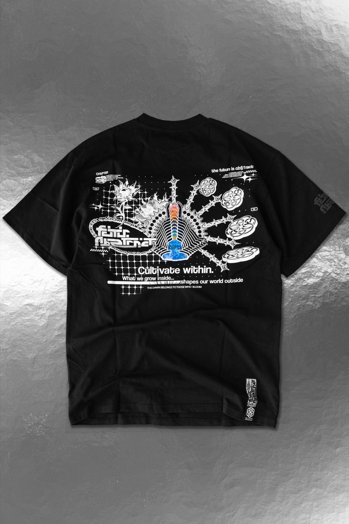BLOOM_INSIDE [V3] :: BLK TEE // 260gsm - Gallery image 2
