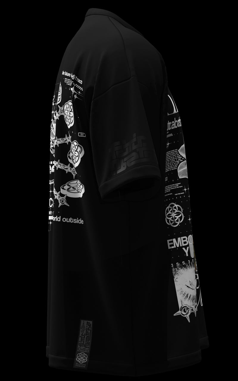 BLOOM_INSIDE [V2] :: BLK TEE // 260gsm