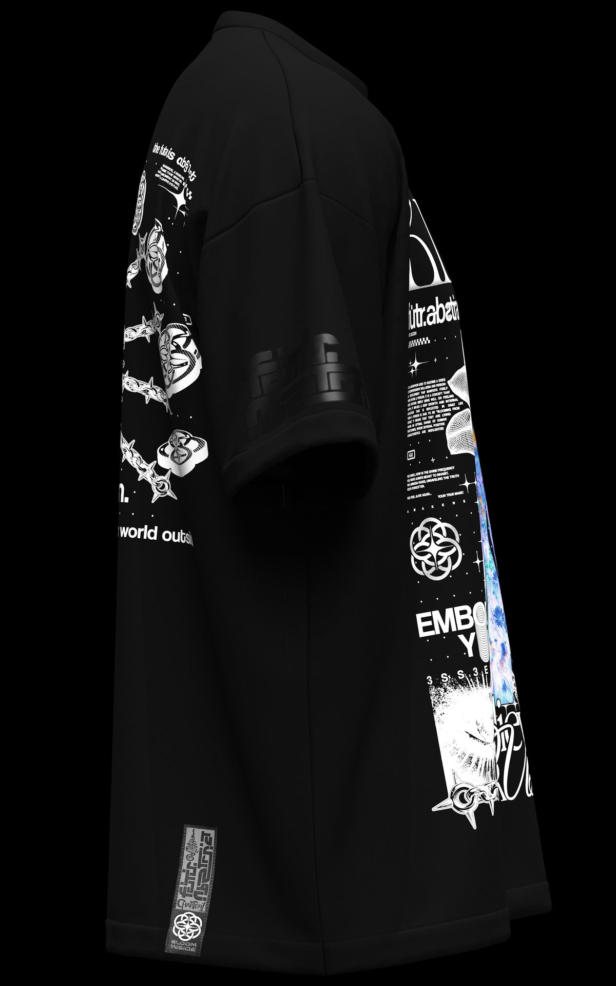 BLOOM_INSIDE [V3] :: BLK TEE // 260gsm