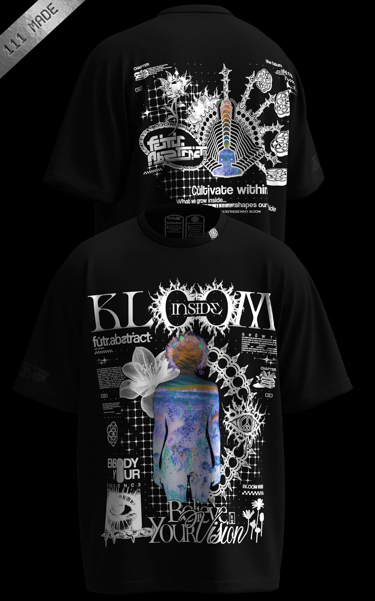 BLOOM_INSIDE [V3] :: BLK TEE // 260gsm