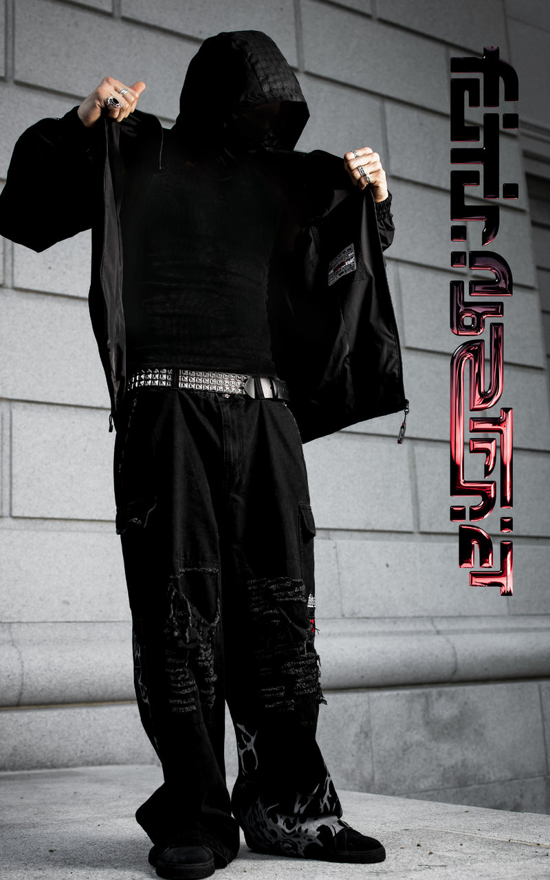 LOST IN NOSTALGIA :: FUTR.DENIM_001 // DISTRESSED WIDE LEG JEANS - Gallery image 1