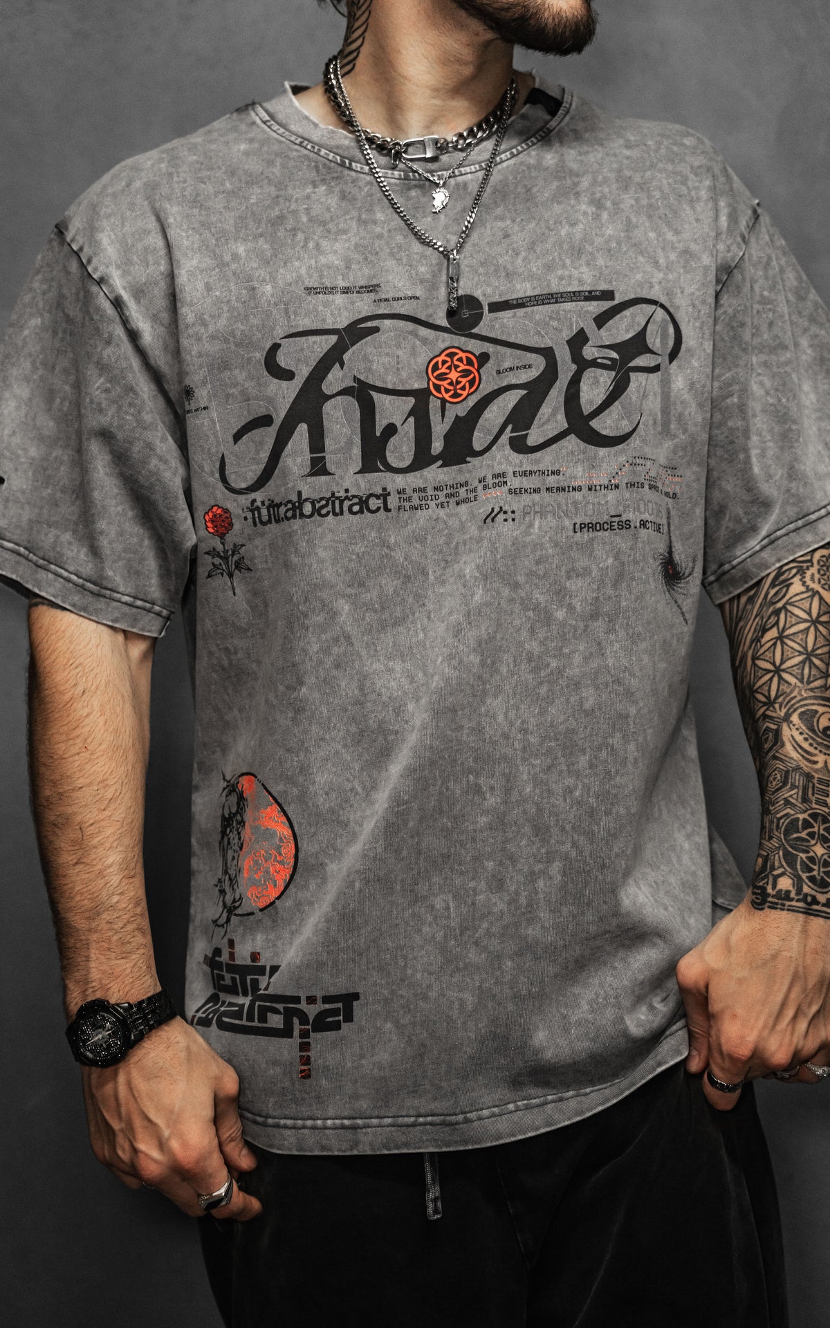PHANTOM_ROOTS [V2] :: STONEWASH TEE // 260gsm
